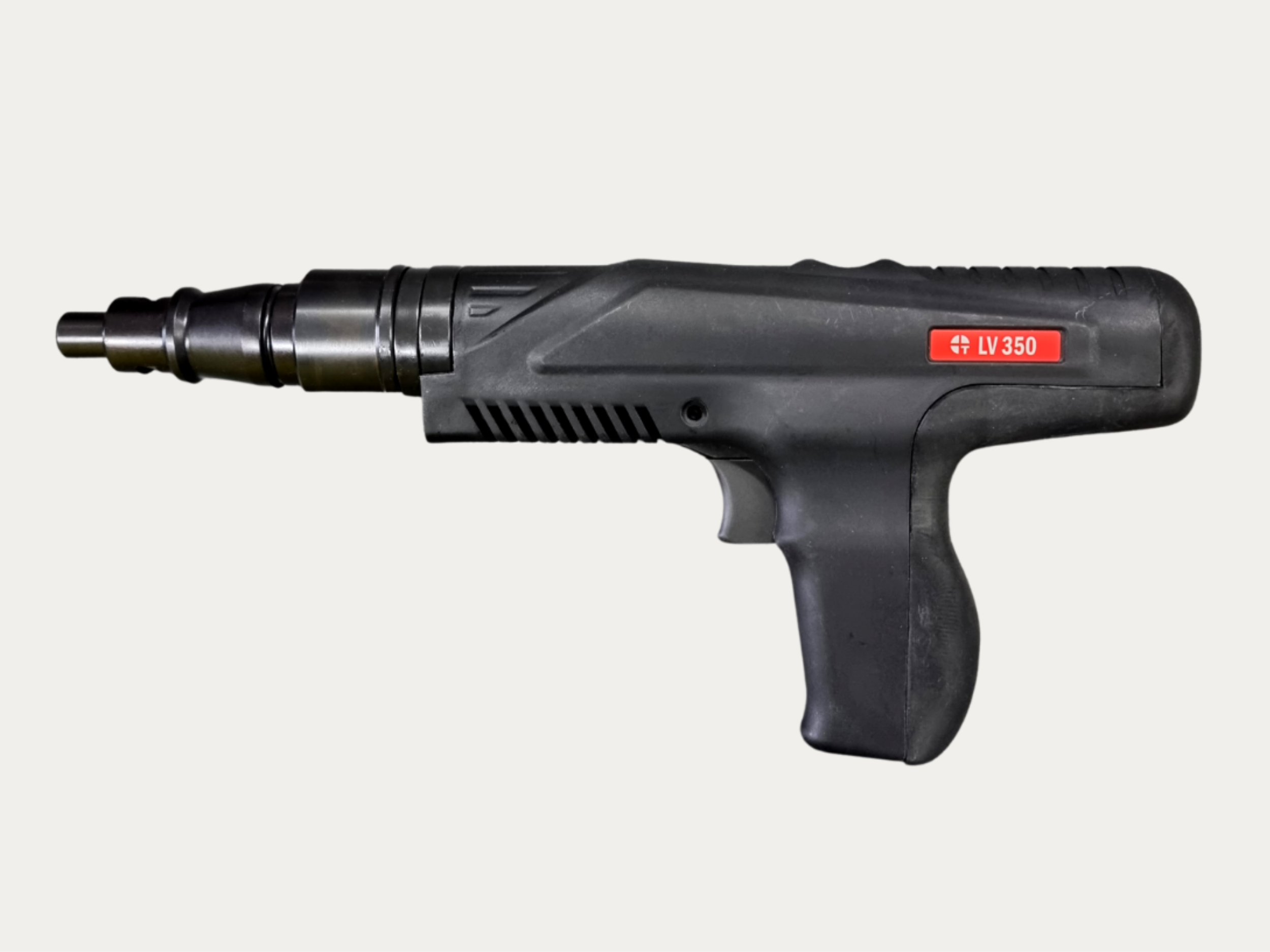 A black electric power tool with a protruding metal tip, labeled LV 350, on a plain light gray background.