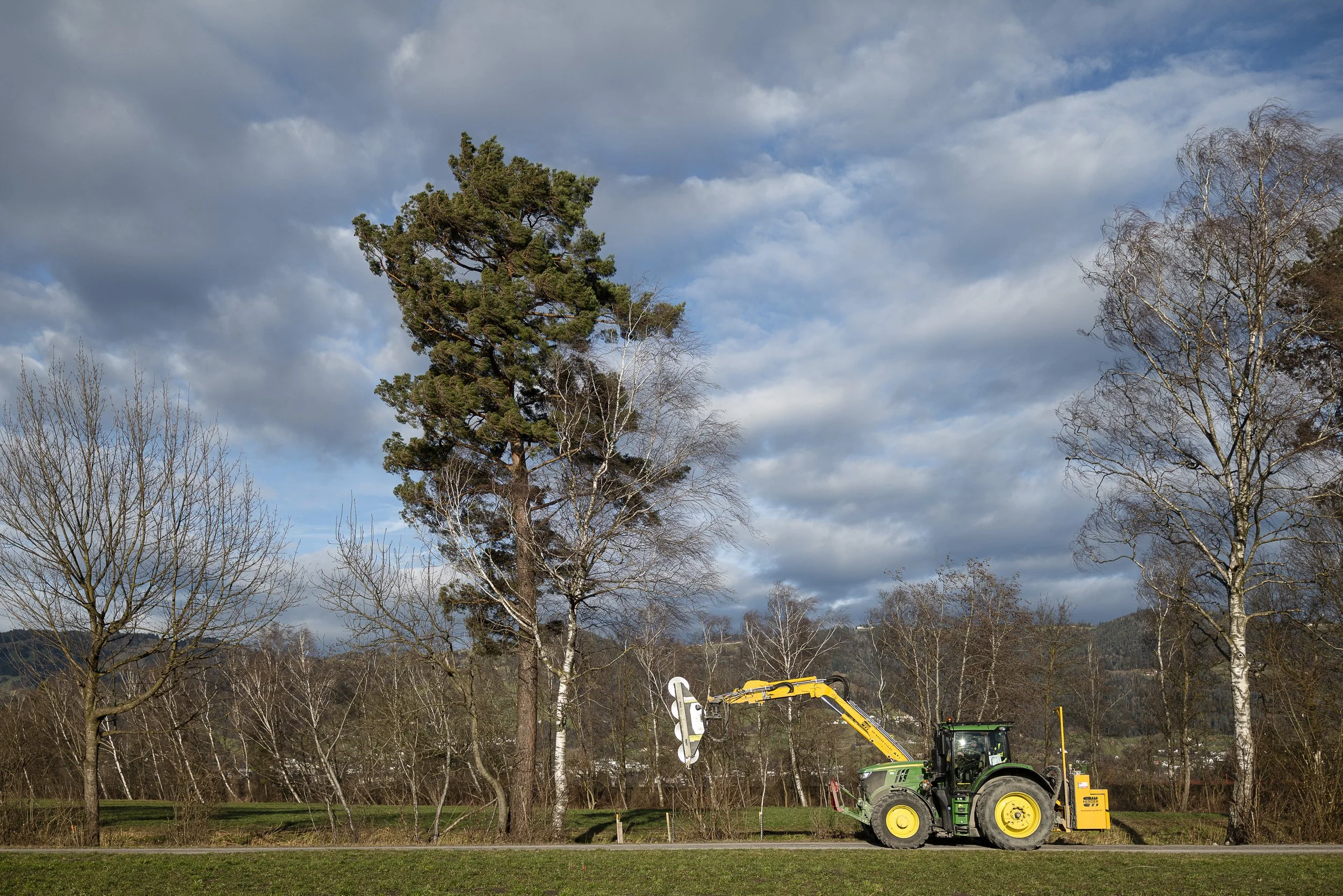 Maschinelles Mähen von Windschutz-Bepflanzungen. 2025