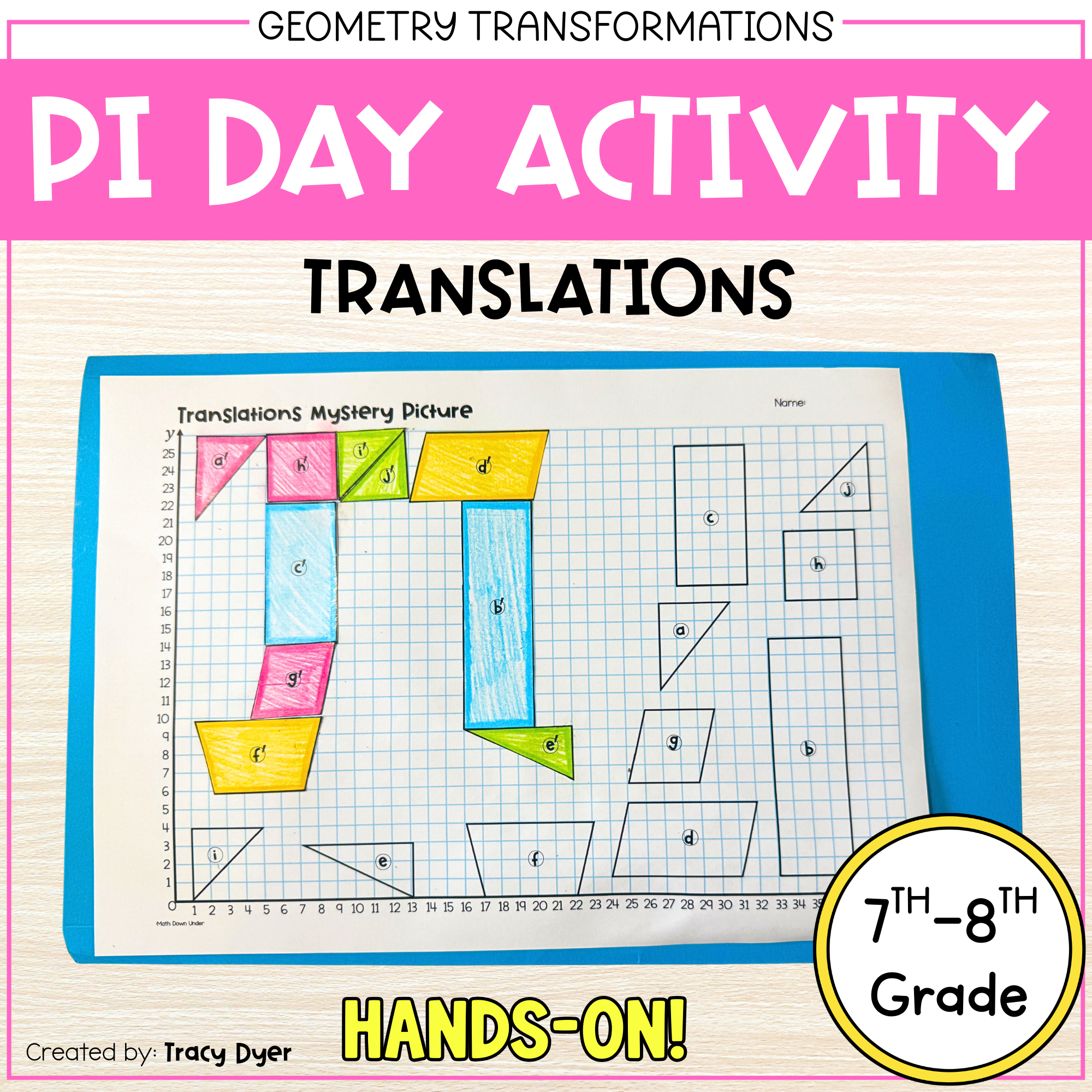 Pi Day Activity | Geometry Translations Mystery Picture 7th 8th Grade