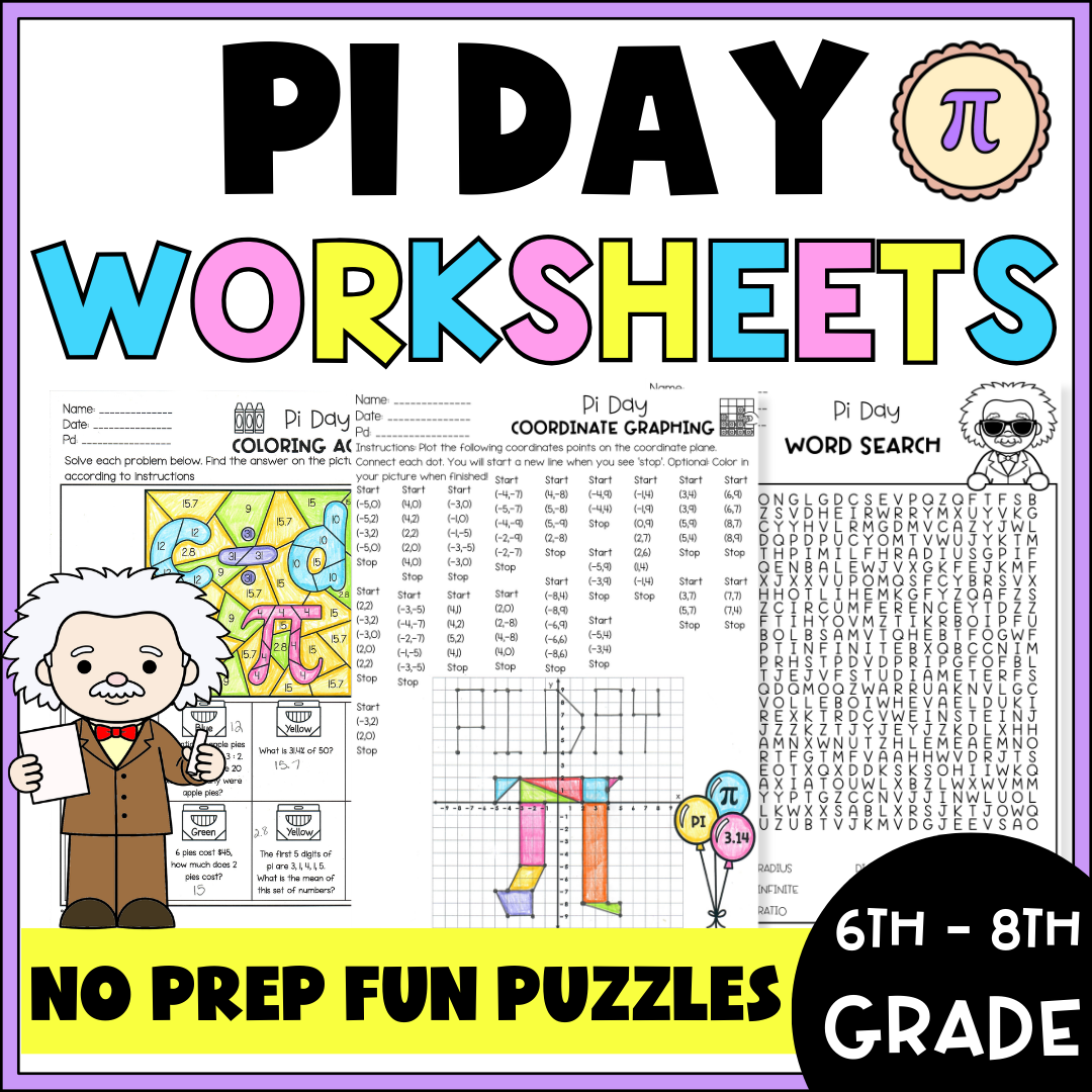 Pi Day Activities - Math Worksheets, Puzzles, Coloring