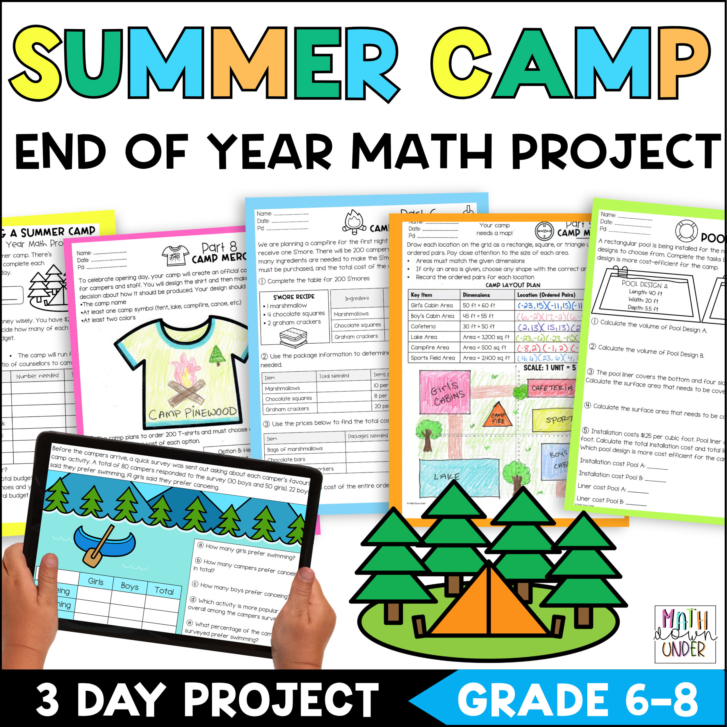 End of Year Math Project for Middle School - Running A Summer Camp