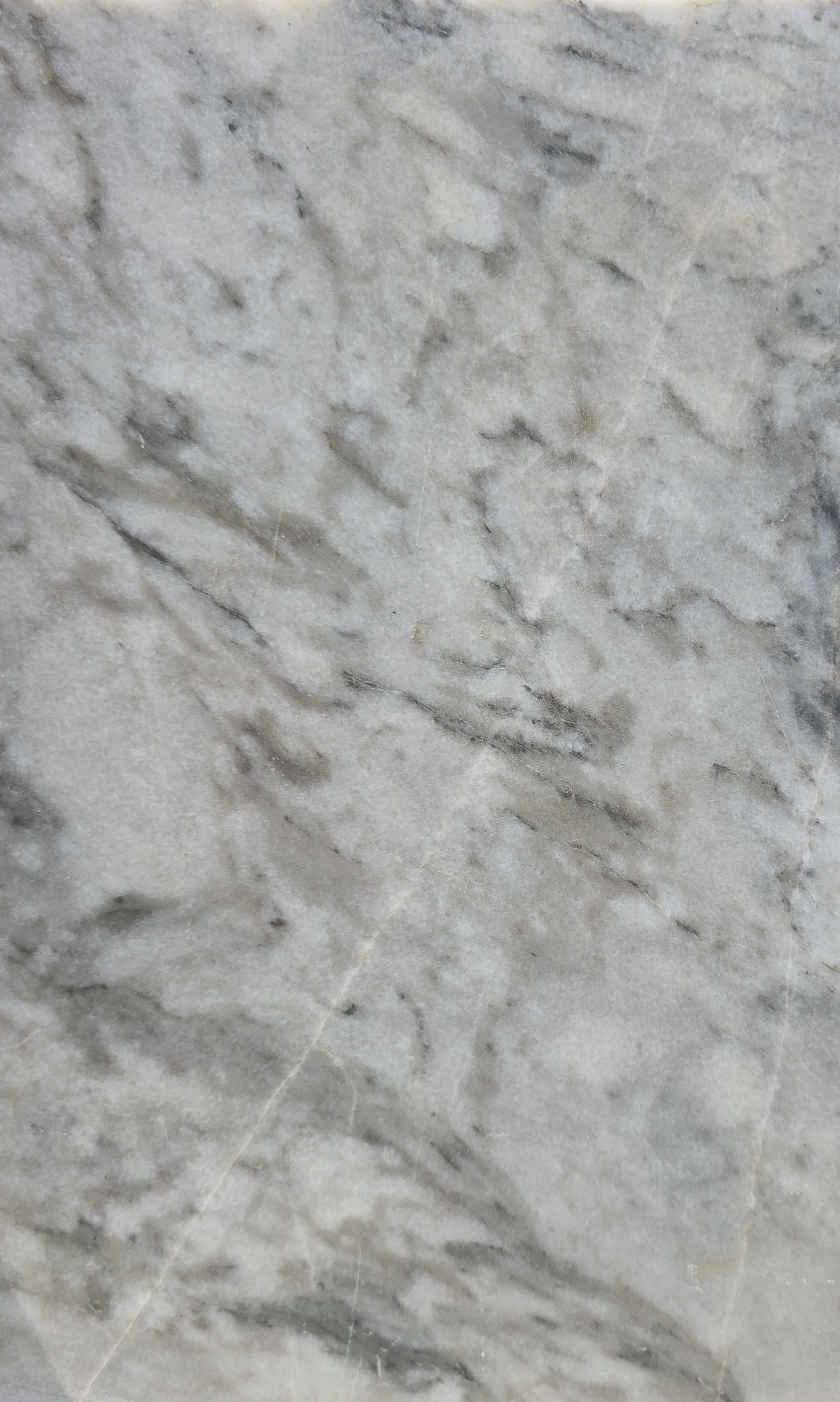 Close-up of a marble surface with gray and white veins.