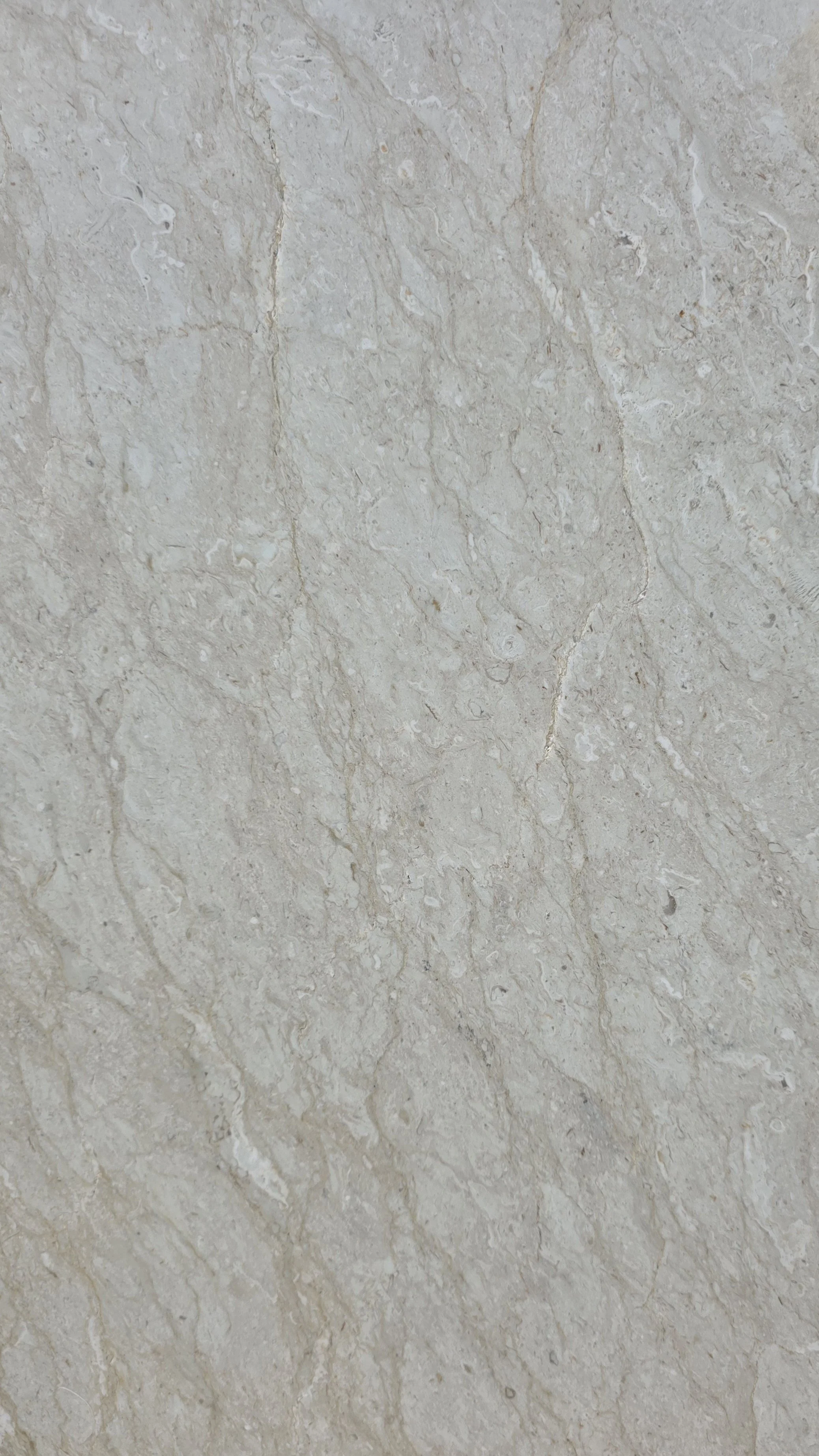 Close-up of a beige marble surface with natural veining and texture.