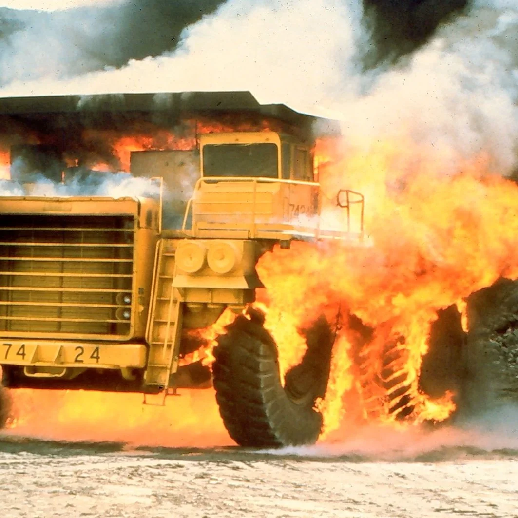 Mining truck on fire