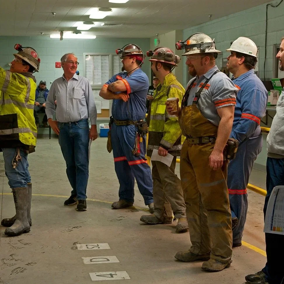 Miners during shift change