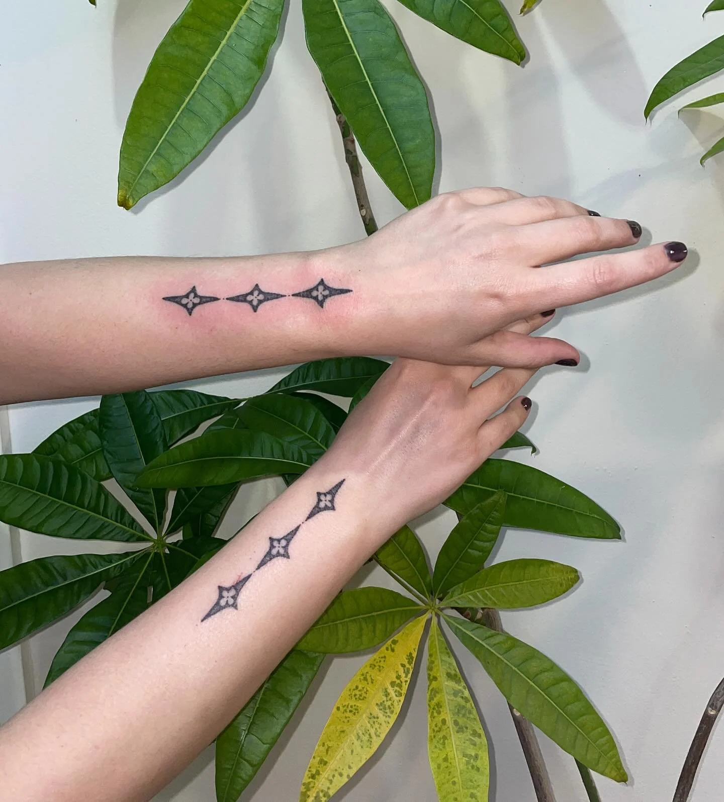 handpoked wrist pieces for my sweet molly :&rsquo;) two of many we did in one session that i&rsquo;m so jazzed to share