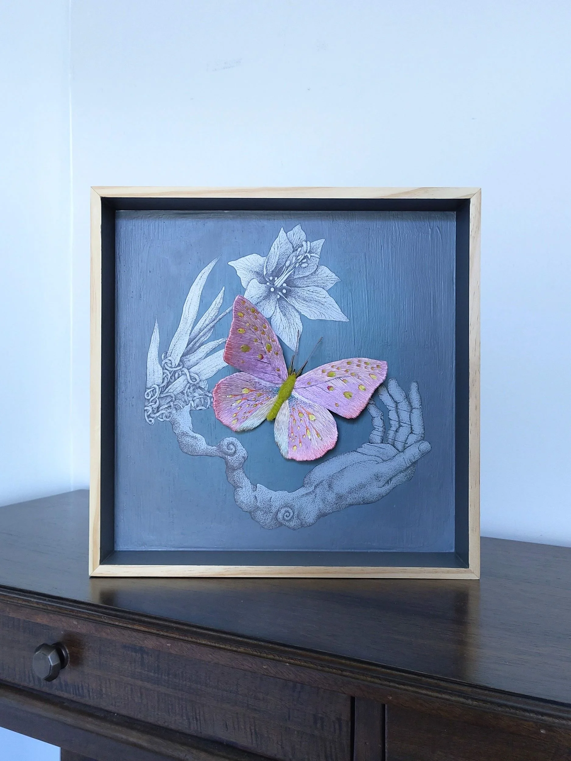 Original design  butterfly & collage of drawing