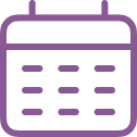 Icon of a calendar in purple outline