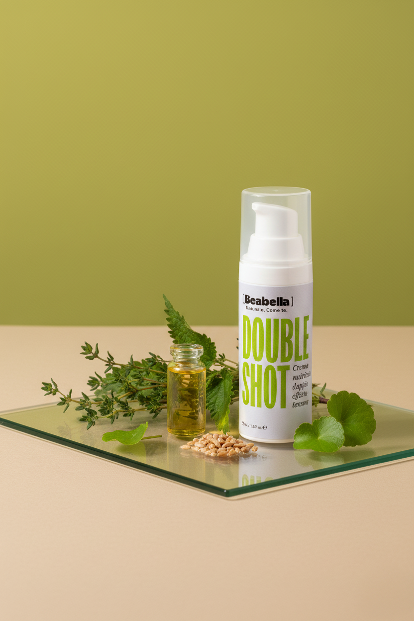 Prodotto chiamato Double Shot di Beabella con erbe e olio