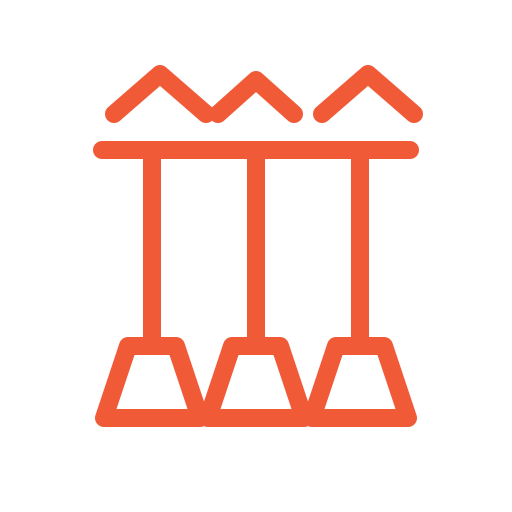 Icon of three pendulums swinging from a horizontal support with a waving line above each pendulum.