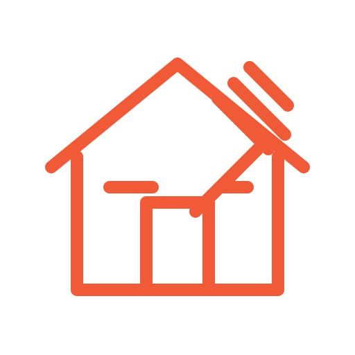 Outline of a house with a bar graph inside, and a pencil drawing an upward trend line on the house.