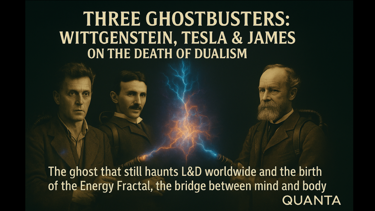Three Ghostbusters: Wittgenstein, Tesla and James on the Death of Dualism. How energy fractals reunite mind and body - and finally make learning stick.