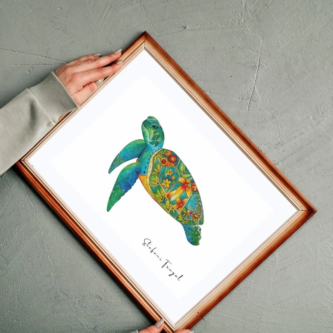 Green Sea Turtle Watercolor-Fine Art Print