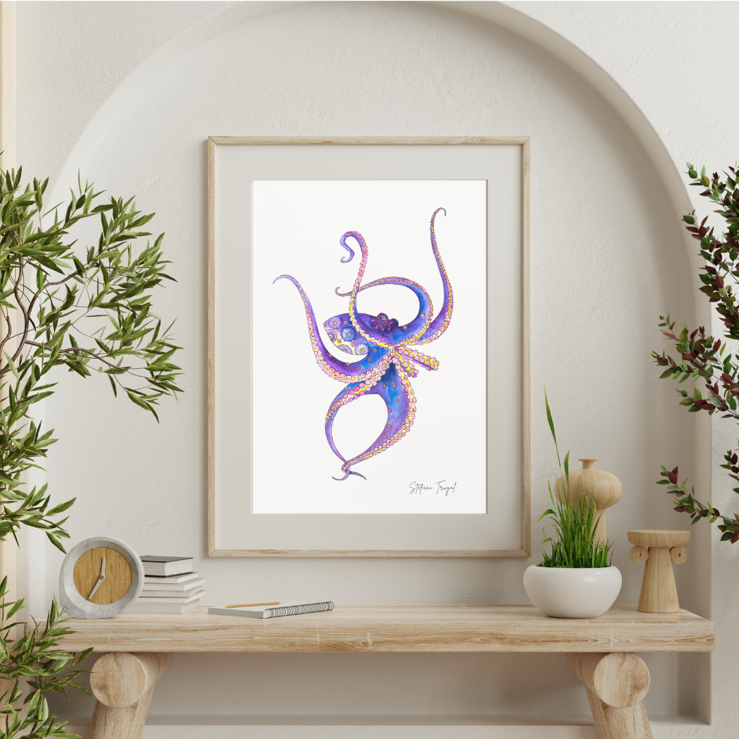 Octopus Watercolor - Fine Art Print