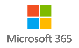 Microsoft 365 Logo mit vier farbigen Quadraten (rot, grün, blau, gelb) und dem Text 'Microsoft 365' darunter.