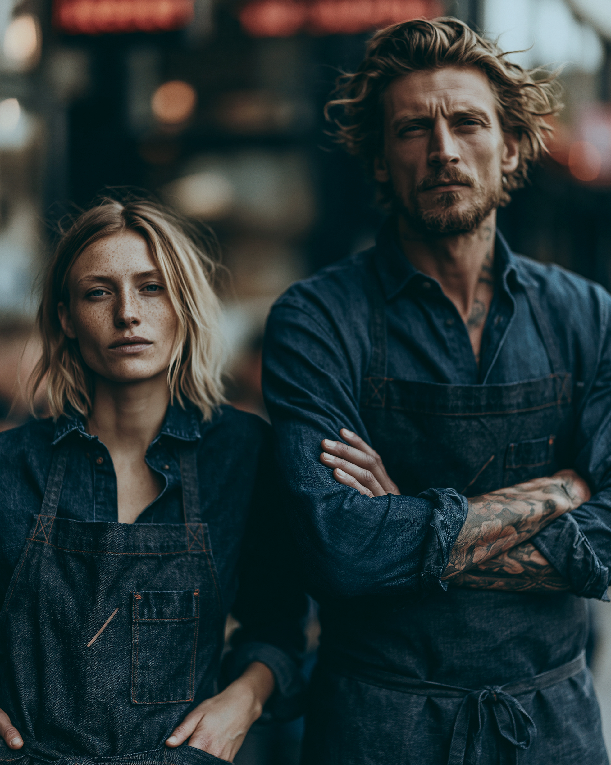 Studio ARTVÉA Corporate Fashion & Servicewear mit hochwertigen Denim-Schürzen, moderner Teamwear und Brand Apparel für Service, Hospitality, Retail und individuelle Markenauftritte.