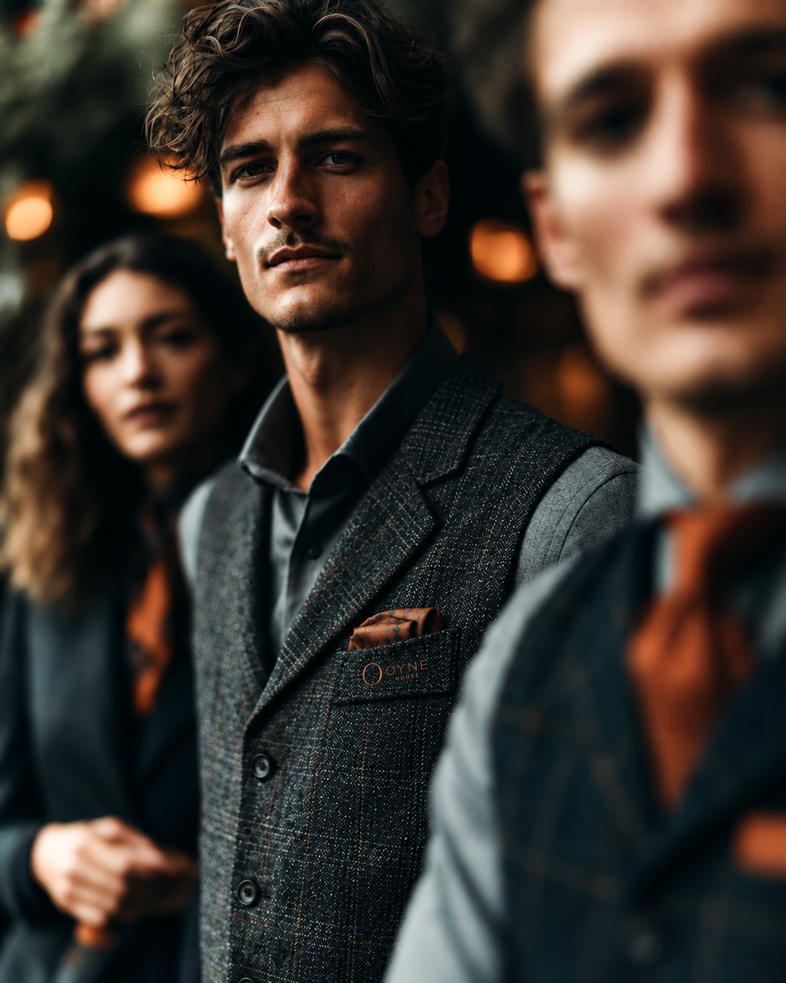 Team in abgestimmter Businessbekleidung mit Blazern und Westen als Beispiel für individuell entwickelte Corporate Fashion.