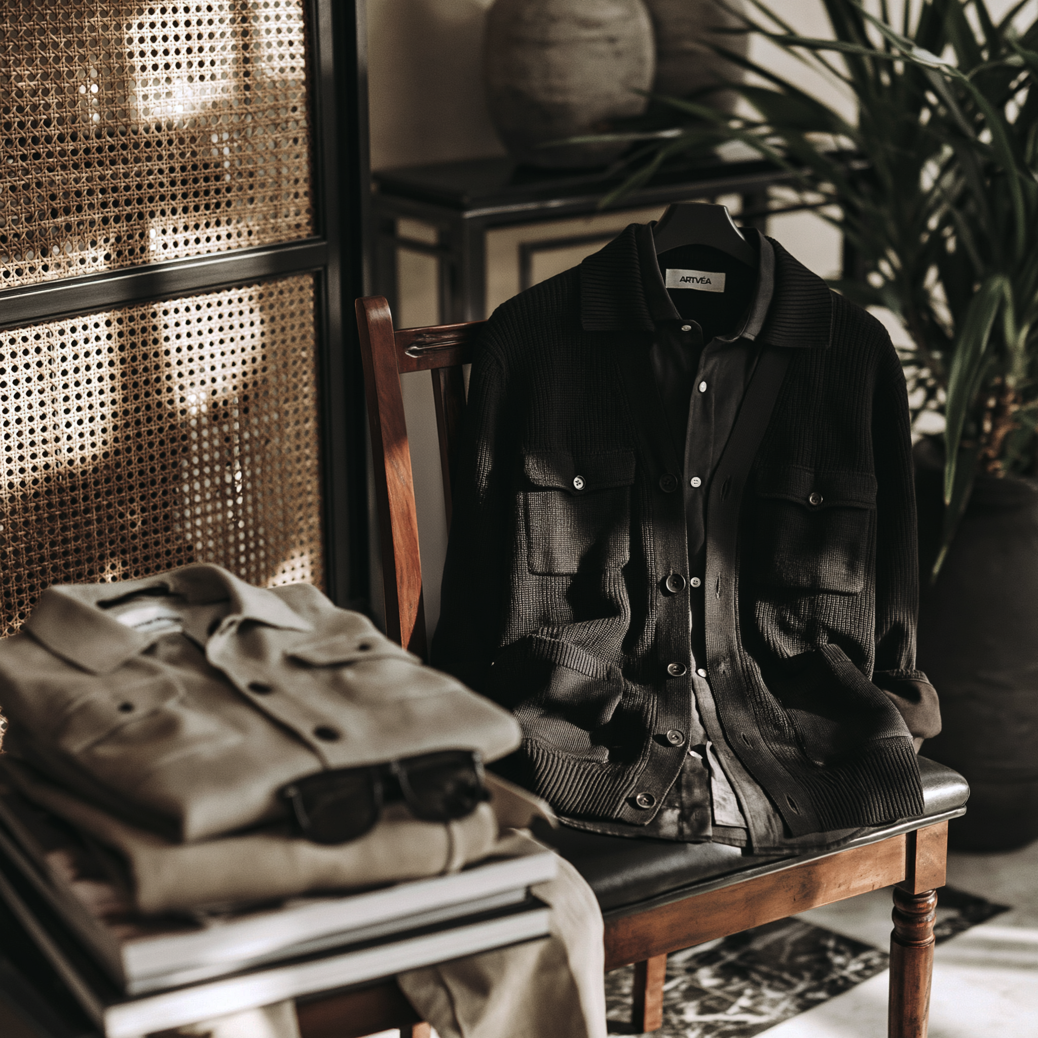 Overshirt und Hemd von Studio ARTVÉA als hochwertige Servicewear und Corporate Fashion Produktinszenierung.