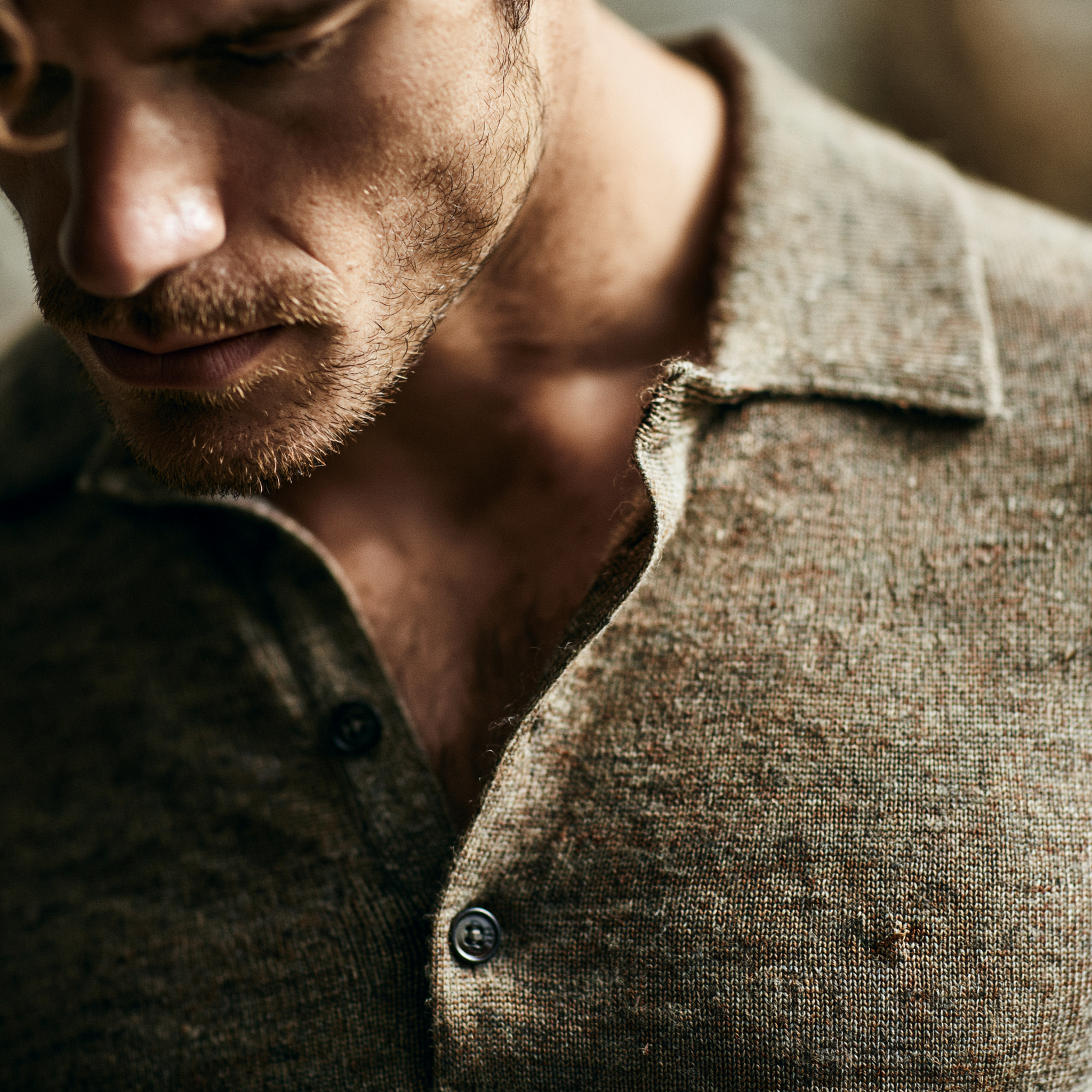 Premium Knit Polo von Studio ARTVÉA mit strukturierter Oberfläche für moderne Corporate Fashion und Brand Apparel Konzepte.