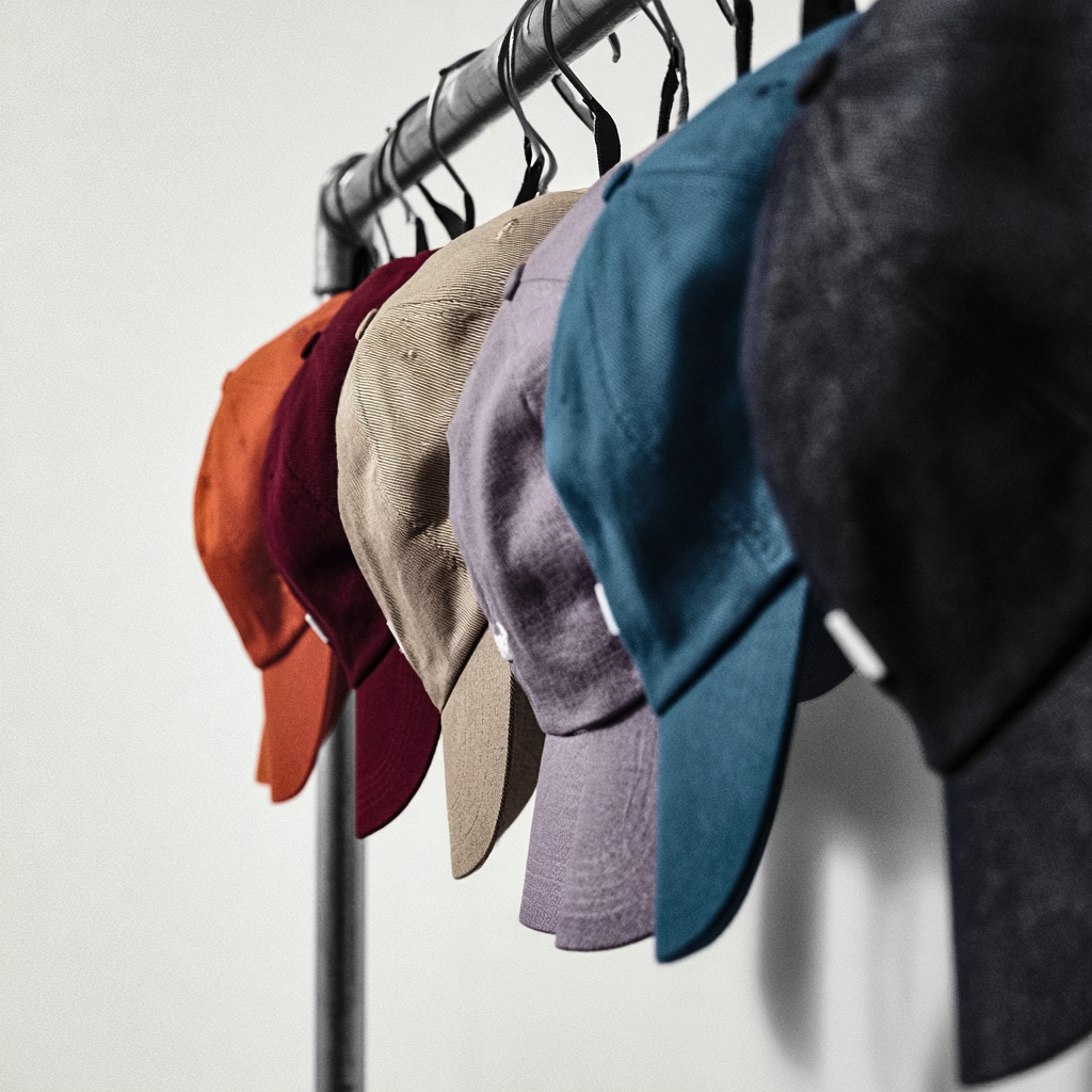 Farbige Caps von Studio ARTVÉA als hochwertige Accessoires für Brand Apparel, Clubs, Community und Teamwear.