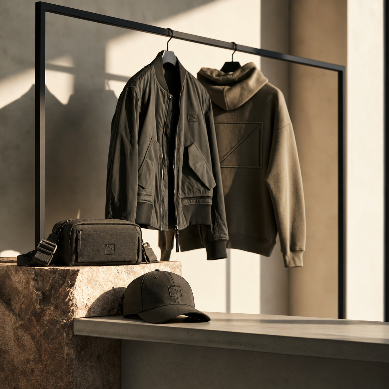 Individuelle Lifestyle-Kollektion mit Jacke, Hoodie, Cap und Tasche für den Verkauf unter eigener Marke