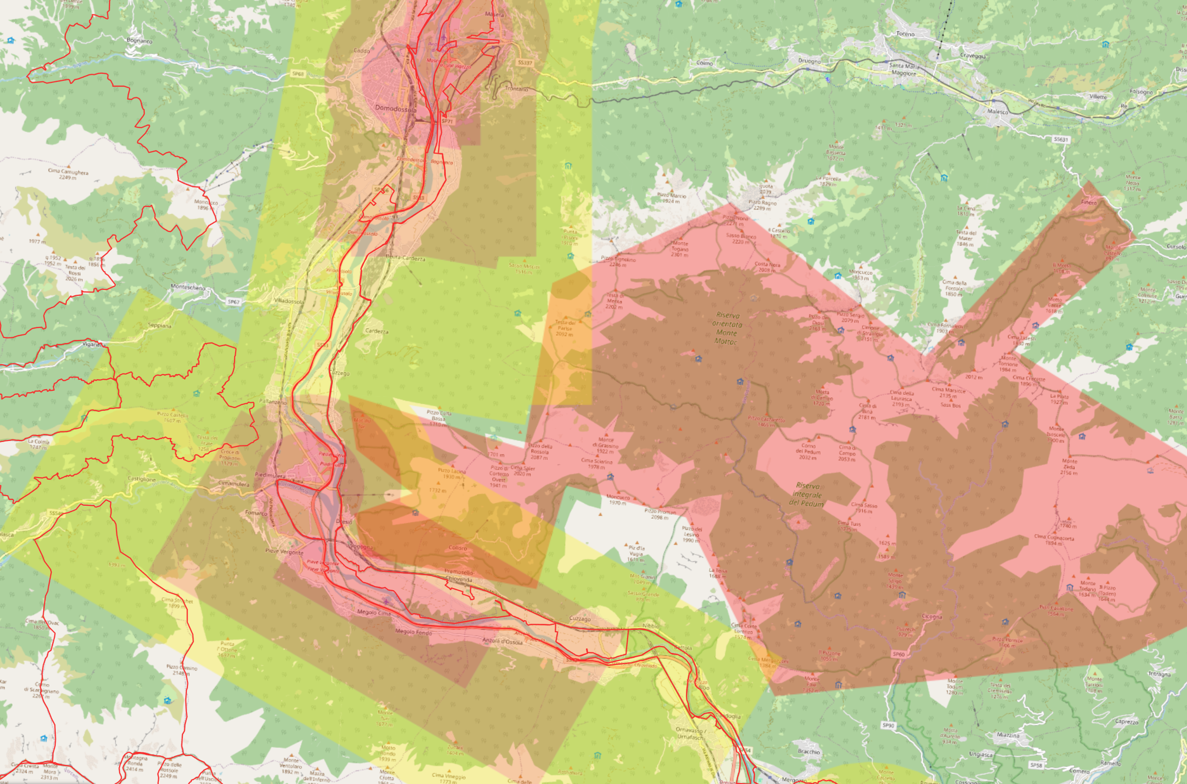 Verbano-Cusio-Ossola (VCO) rilievi e ispezioni con drone mappa dflight