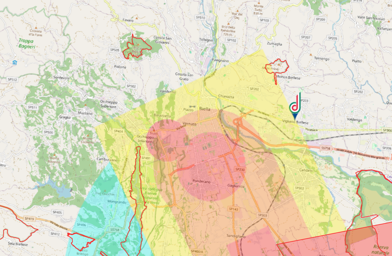 rilievi e ispezioni a biella mappa dflight