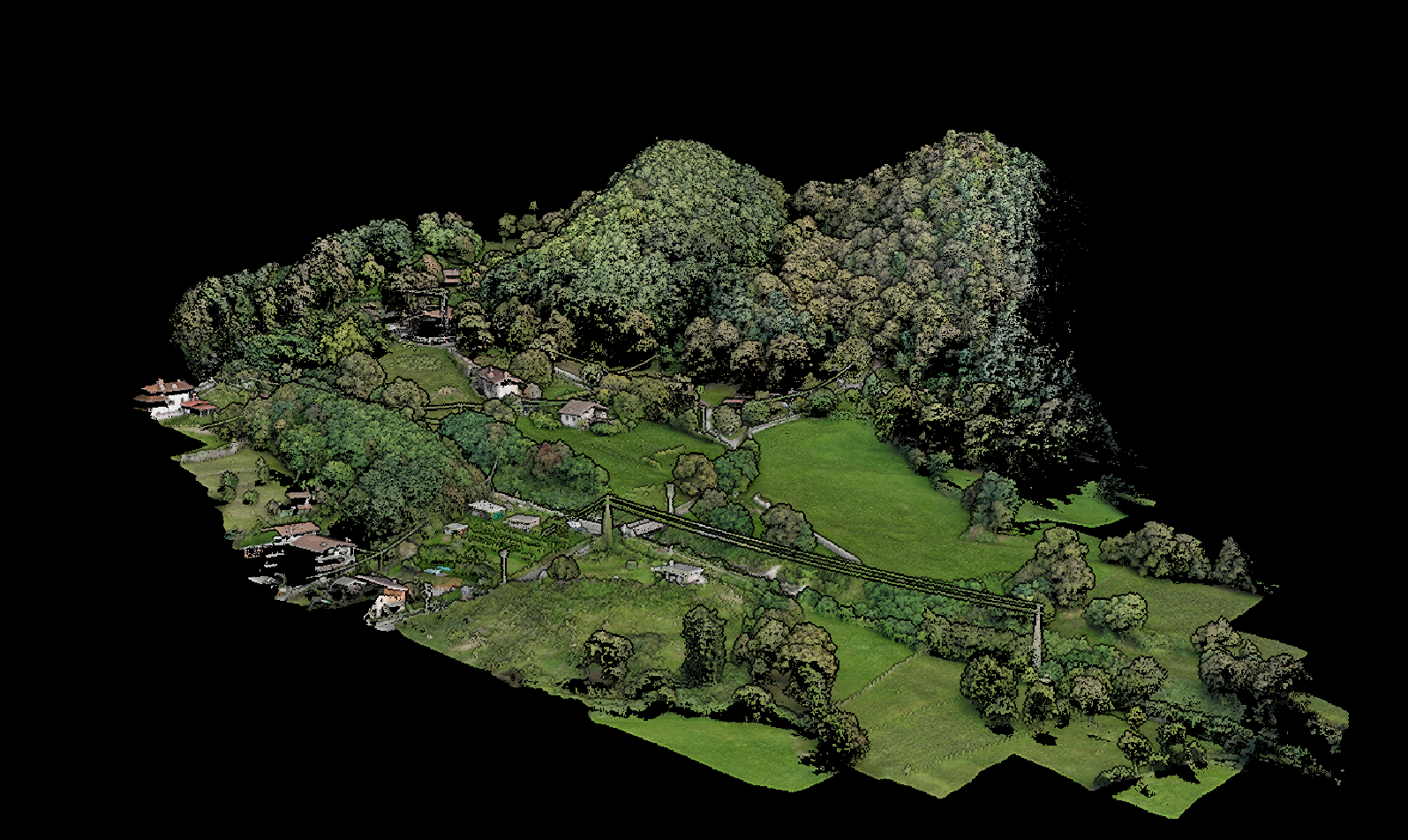 Rilievo aereo con drone con tecnologia Lidar dji L2matrice 400 nuvola di punti elaborata con dji terra