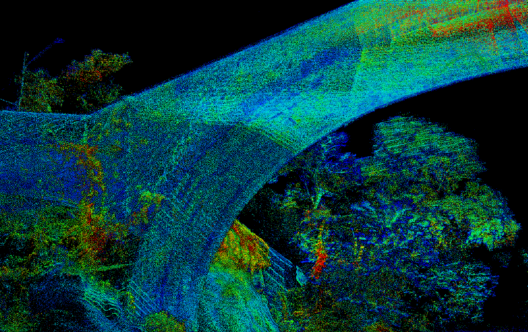 Rilievo aereo con drone con tecnologia Lidar dji L2matrice 400 nuvola di punti elaborata con dji terra