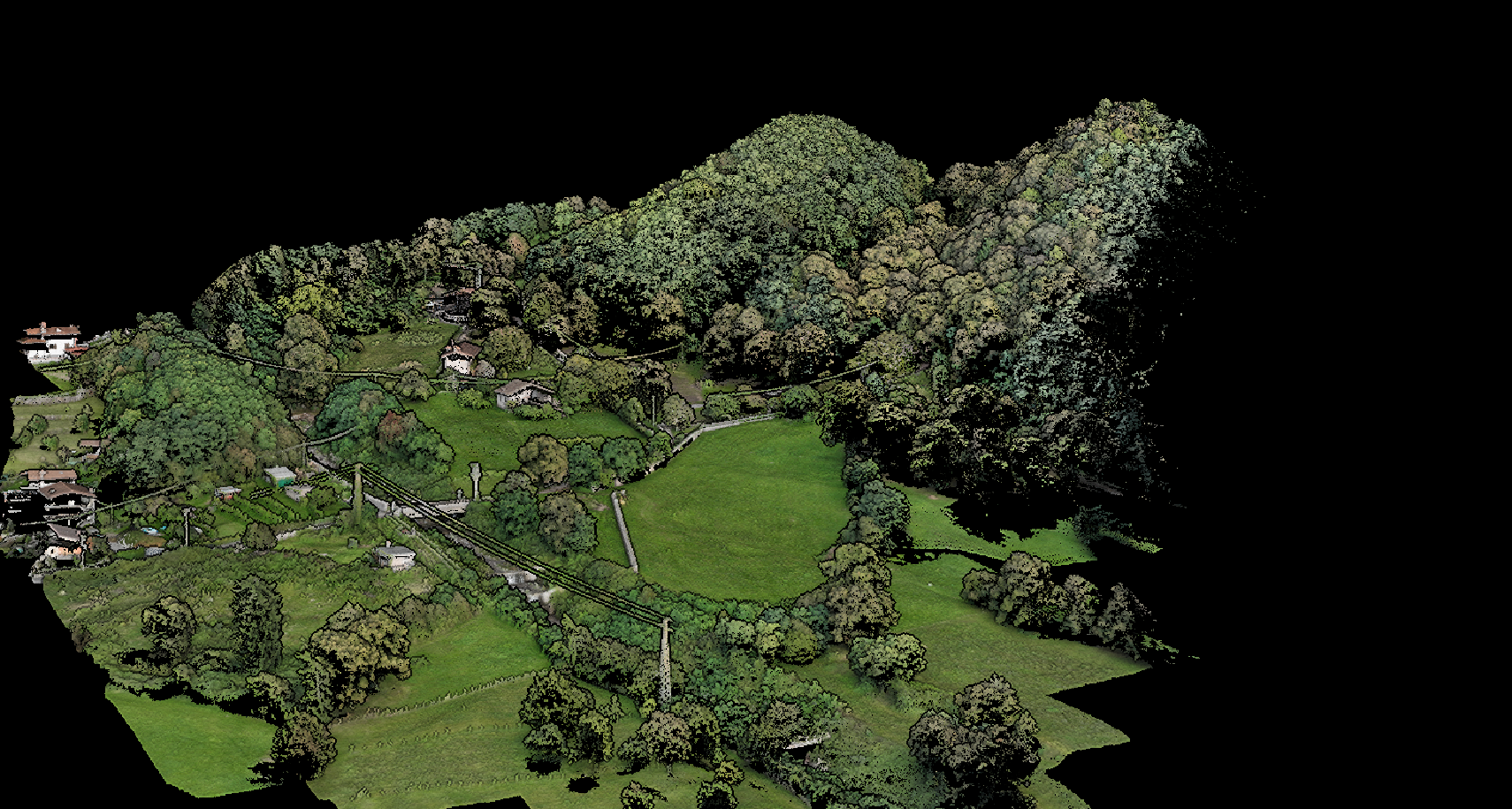 Rilievo aereo con drone con tecnologia Lidar dji L2matrice 400 nuvola di punti elaborata con dji terra