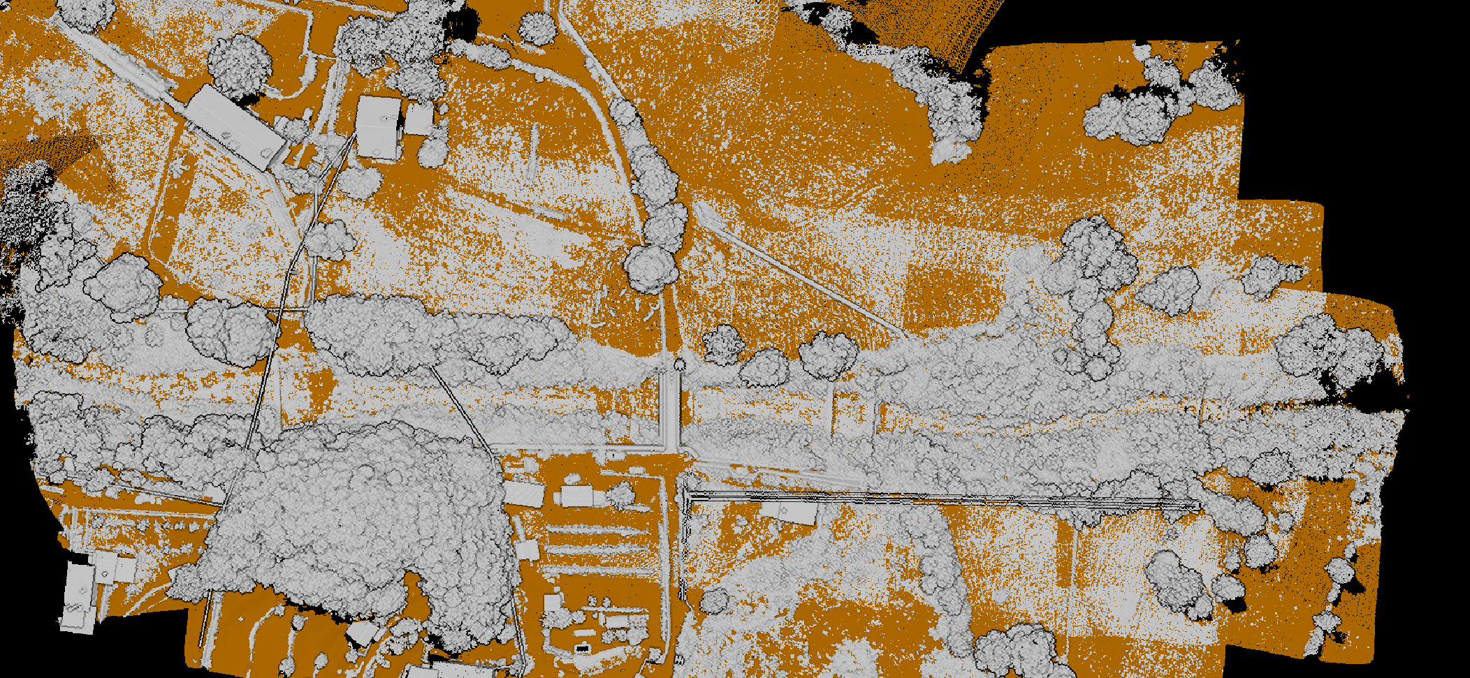 Rilievo aereo con drone con tecnologia Lidar dji L2matrice 400 nuvola di punti elaborata con dji terra