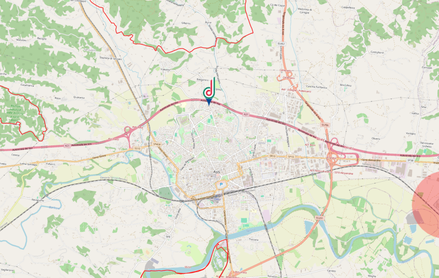 Rilievi e ispezioni ad asti mappa dflight