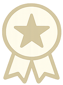 Een medaille met een ster in het midden.