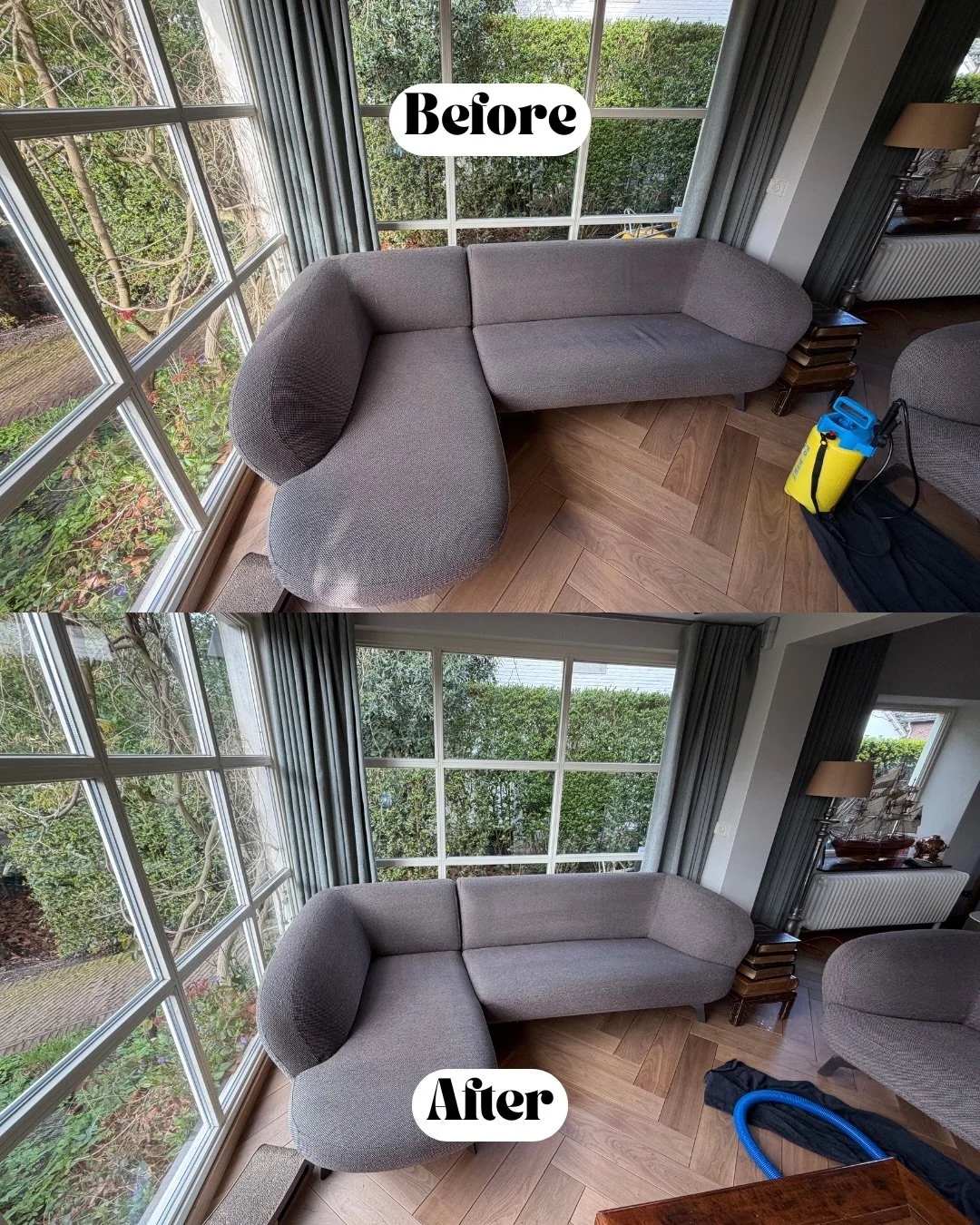 Wederom een tevreden klant ! 2 banken gereinigd, 3 matrassen, 2 deurmatten, poef, hocker 🫧 Wil je ook een opfrisbeurt van je interieur en vaarwel zeggen tegen allergie&euml;n, pollen, huisstofmijt &amp; bacteri&euml;n ? Vraag een vrijblijvende offer