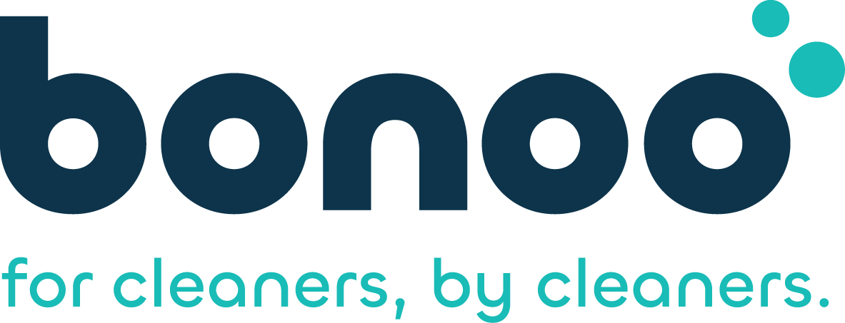 Logo van Bono met de tagline 'voor schoonmakers, door schoonmakers'.