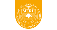 Oranje badge met de tekst 'MERU' en 'European Research University' in het Nederlands