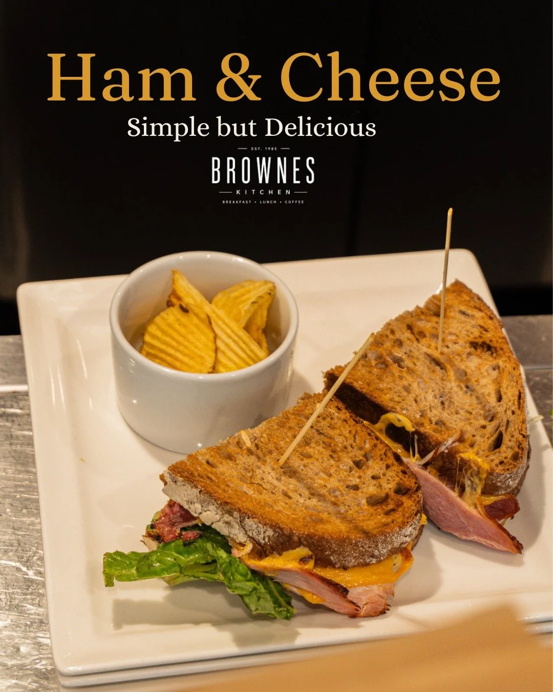 Ham and cheese toastie, done properly. Brownes cured ham and melted cheese, pressed until golden.

Find us in Sandymount village.

#Brownes #Sandymount #Dublin4 #DublinFood #DublinCafe