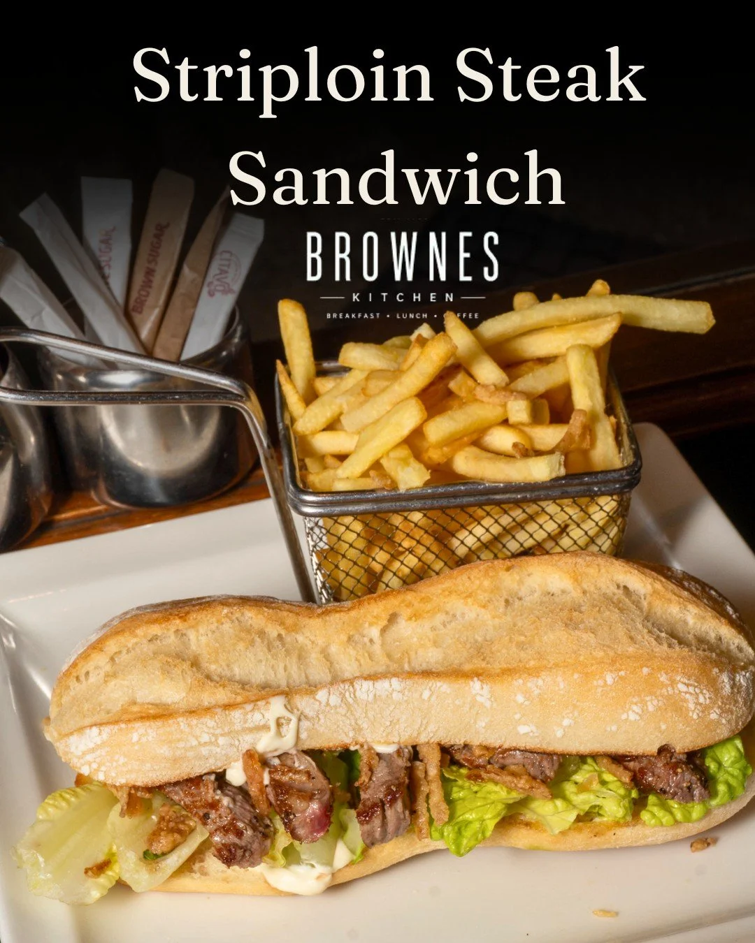 Striploin Steak Sandwich (&euro;14.50). Sliced striploin, built fresh in the kitchen.

Find us in Sandymount village.

#Brownes #Sandymount #Dublin4 #DublinFood #DublinCafe