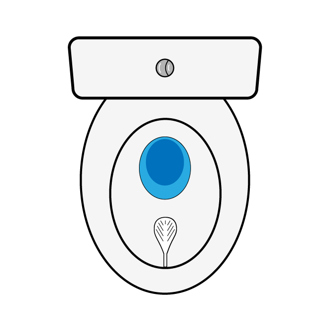 Illustration of a toilet with the ezy peezy installed to show how it looks.