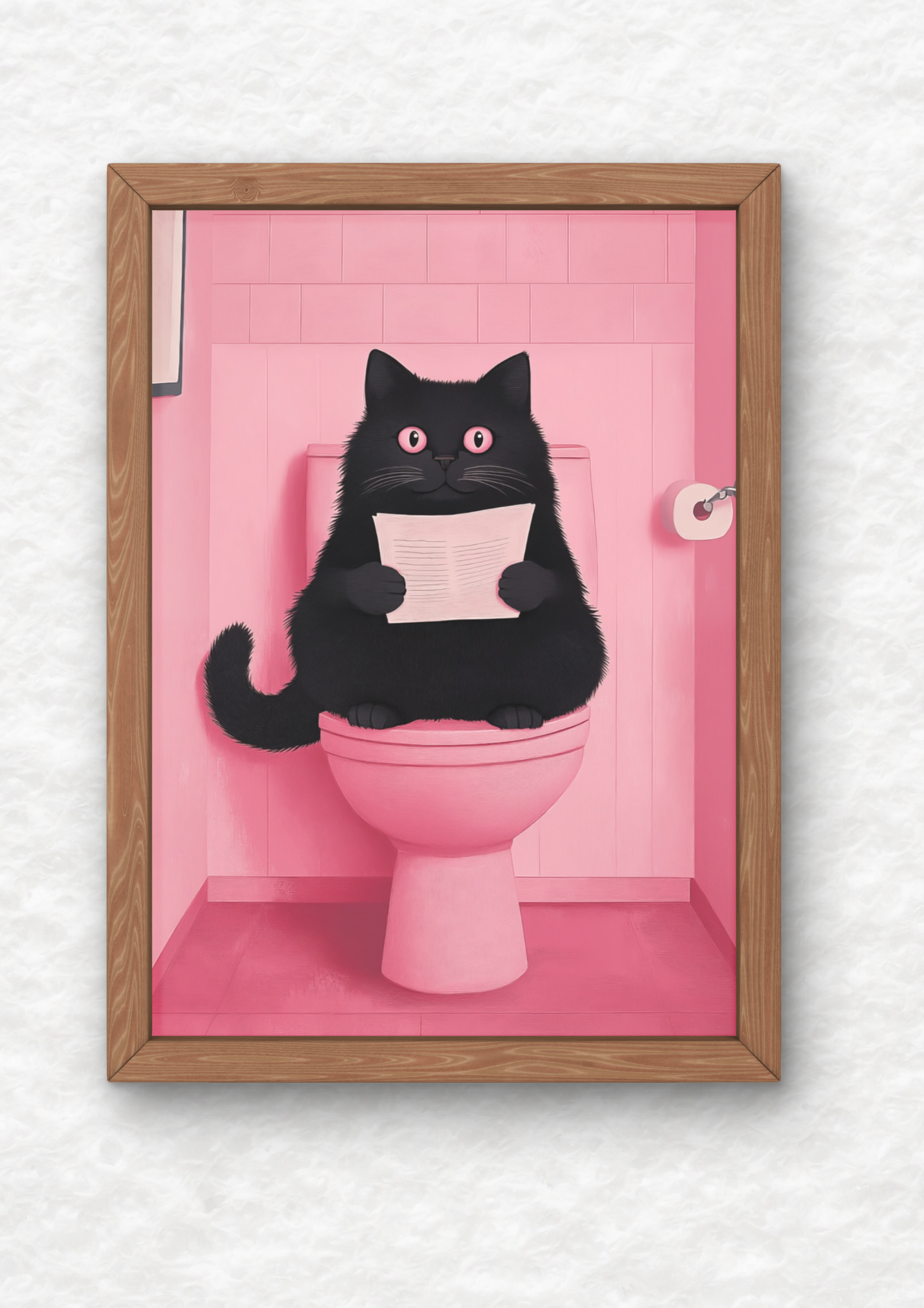 Black Cat on the Toilet art print