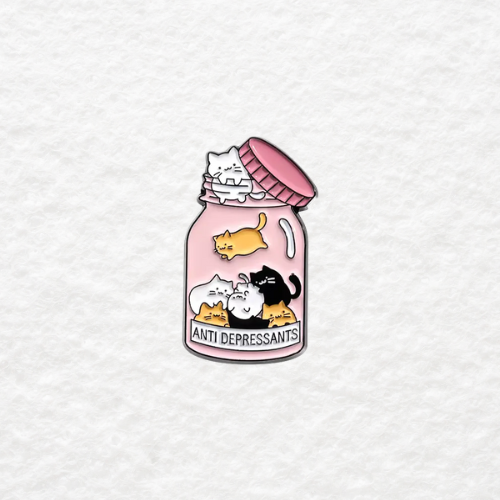 Cat Antidepressants enamel pin