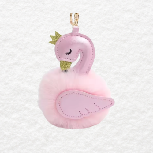Pom Pom Swan Keychain