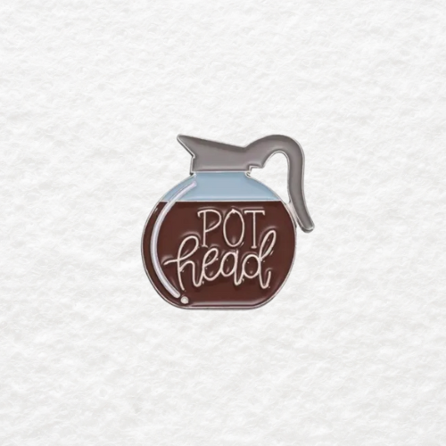Coffee Pot Head enamel pin