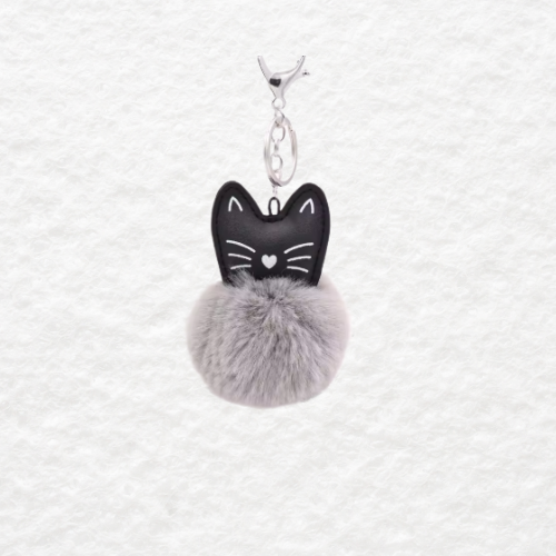 Pom Pom Cat Keychain