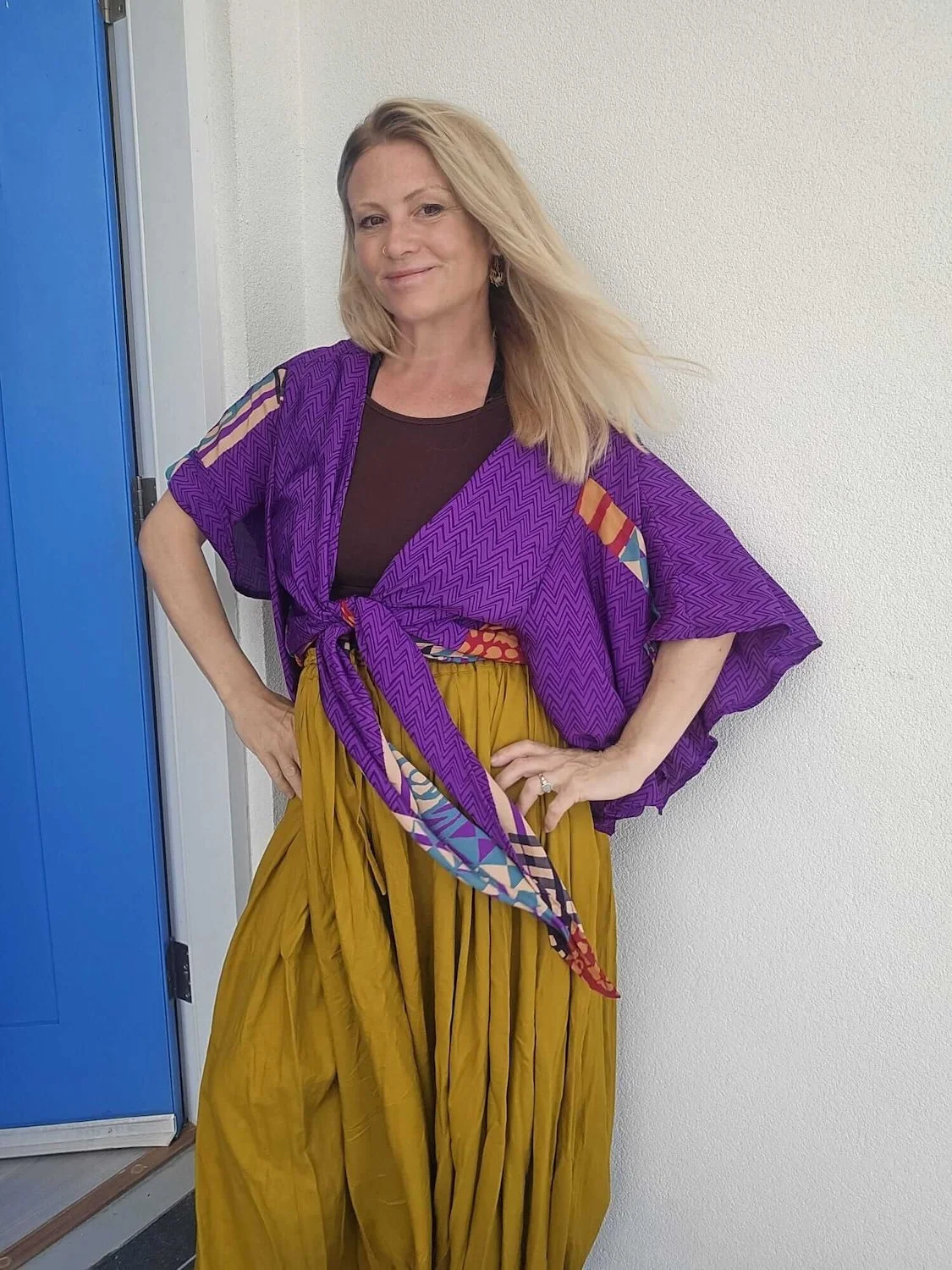 Purple Rain Celestial Recycled Silk Wrap Top - front.jpeg