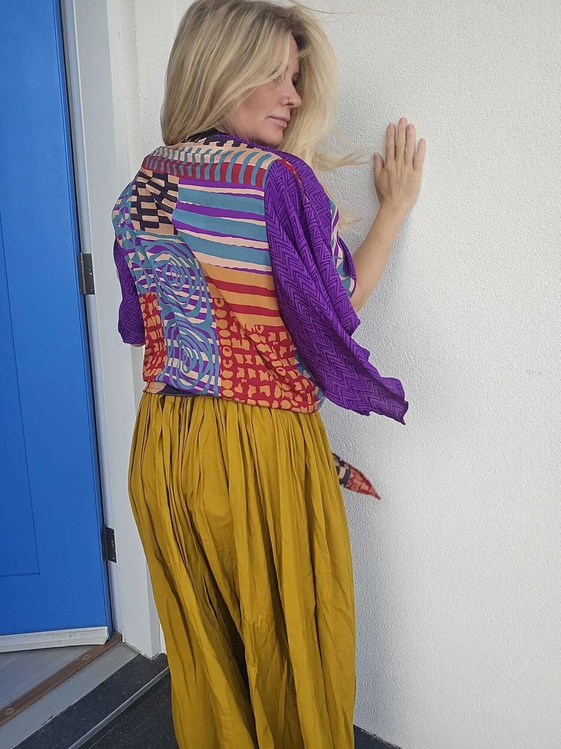 Purple Rain Celestial Recycled Silk Wrap Top - back.jpeg