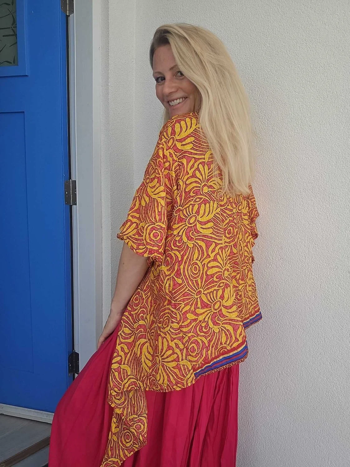 Daisy Celestial Recycled Silk Wrap Top - side - Barefoot Life.jpeg