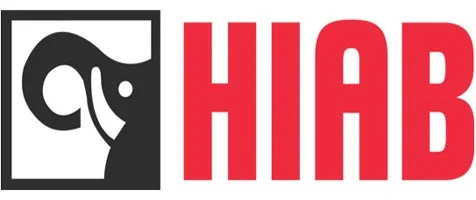 Logo mit Elefantenkopf und der Schrift 'HIAB' in roter Schrift.