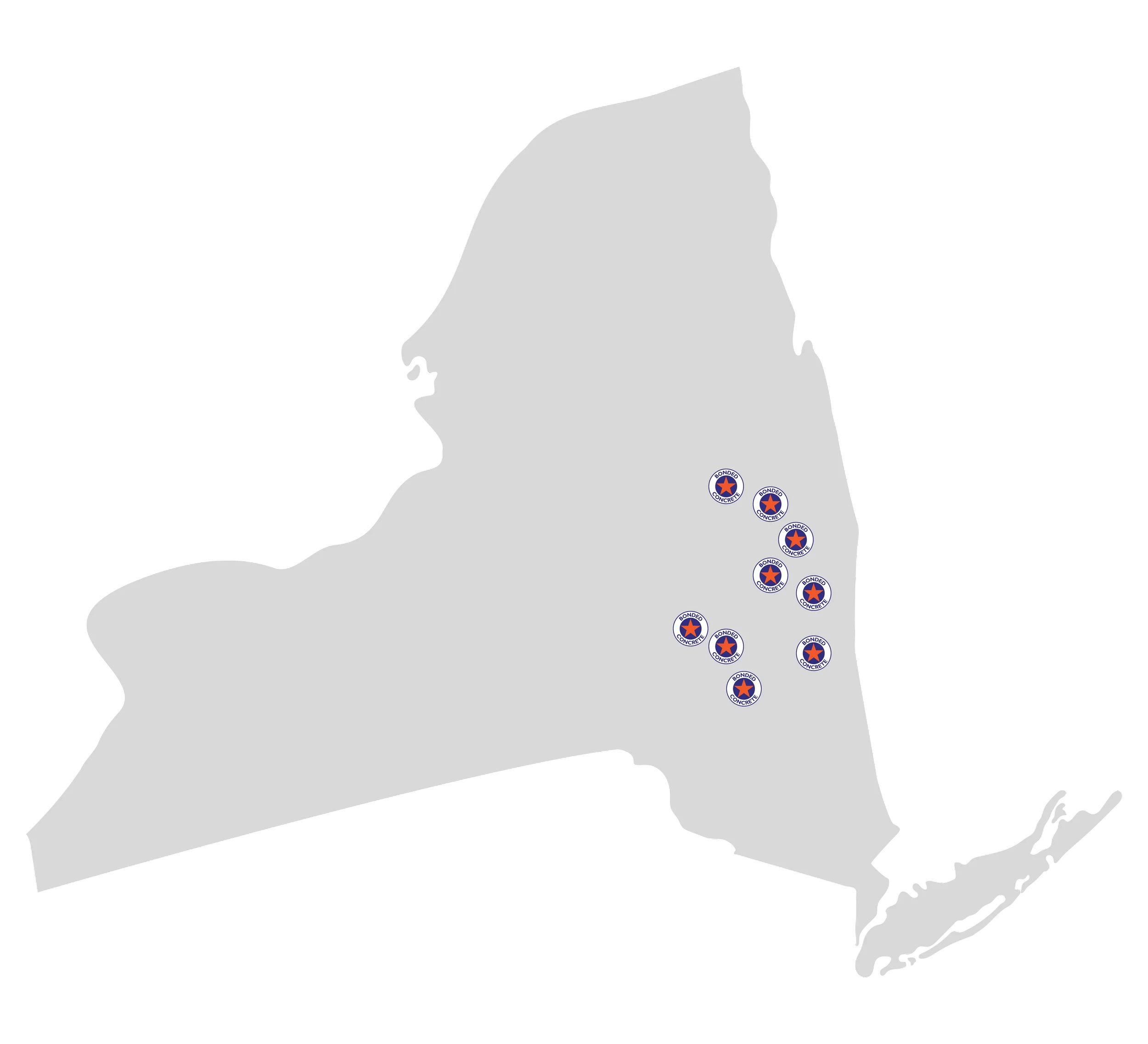 Map of Massachusetts with several stickers of a logo featuring a star and the word 'Concealed' placed across the eastern side.