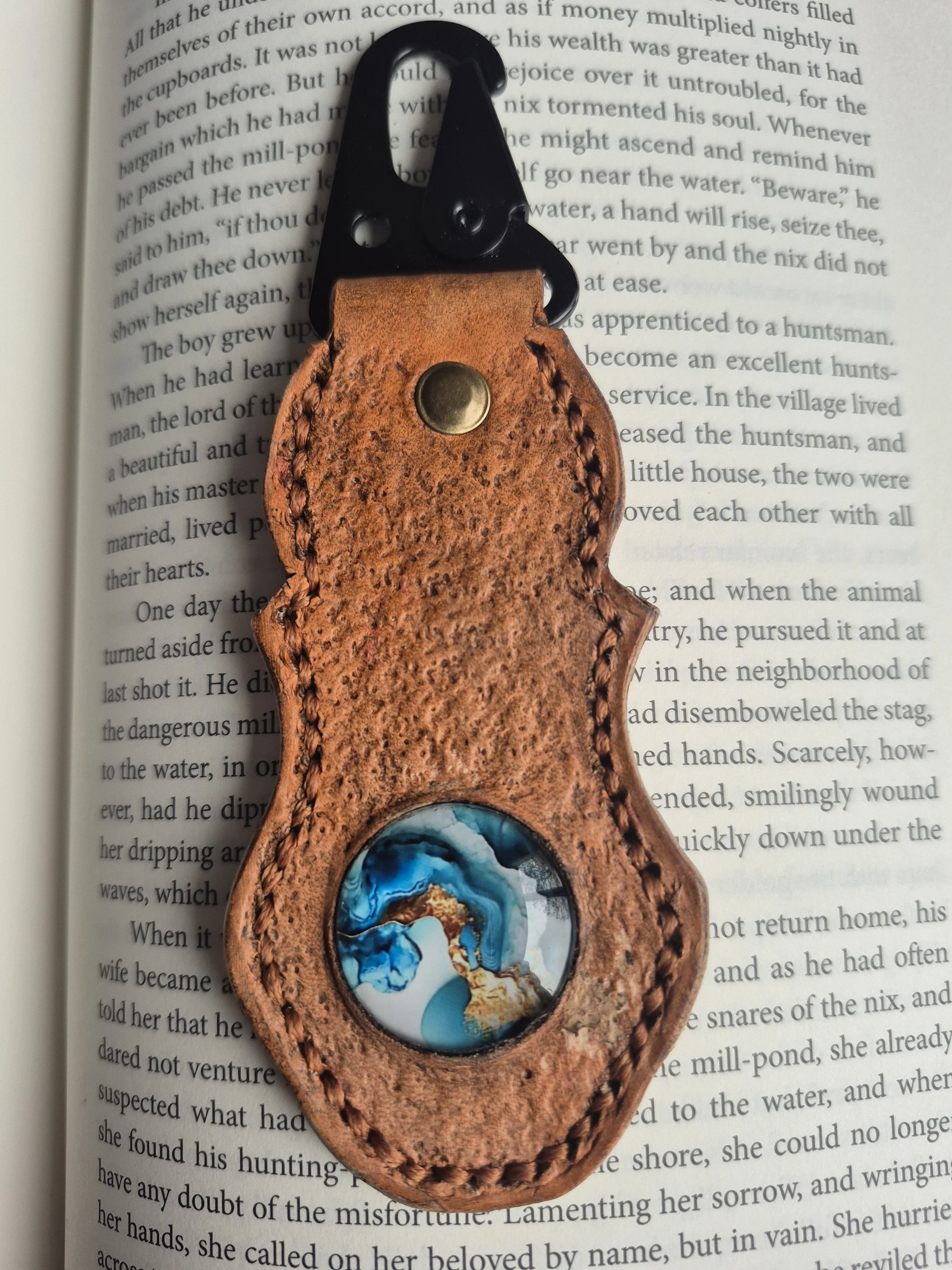 Leather and Glass Keyring